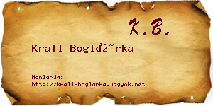 Krall Boglárka névjegykártya
