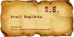 Krall Boglárka névjegykártya